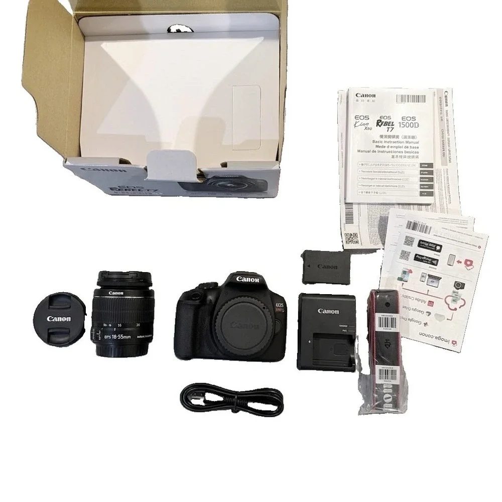 Canon EOS Rebel T7 DSLR Camera Kit 18-55mm IS II Lens Black 2727C002